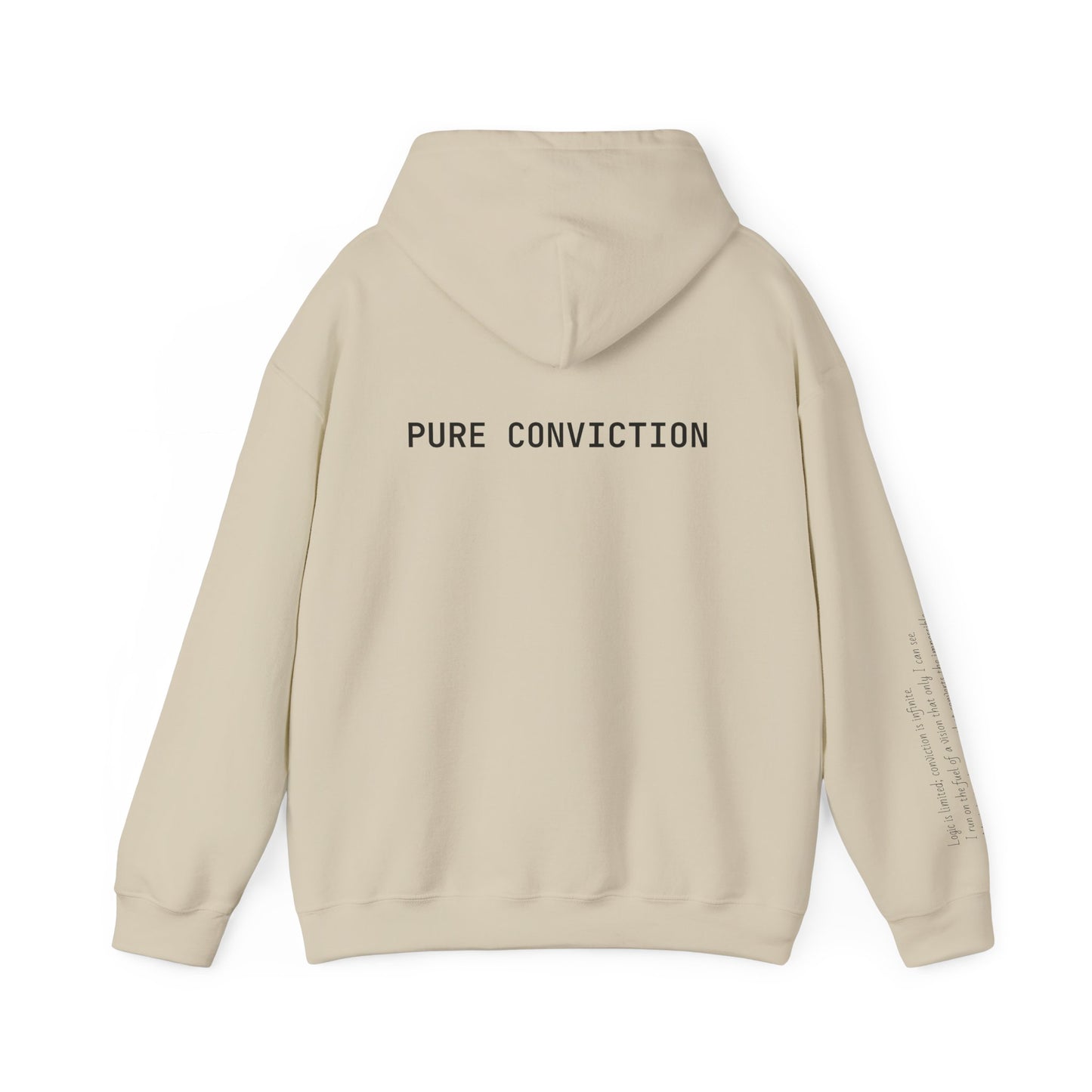 "Pure Conviction" Hoodie  - Sleeve Print Affirmation