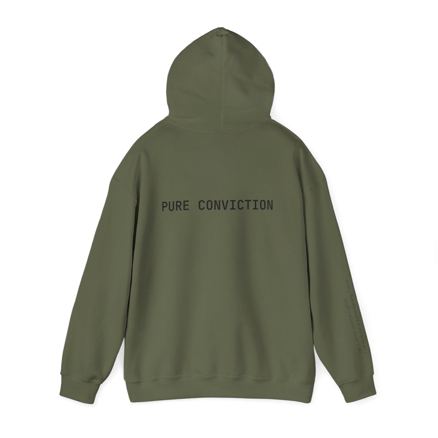 "Pure Conviction" Hoodie  - Sleeve Print Affirmation