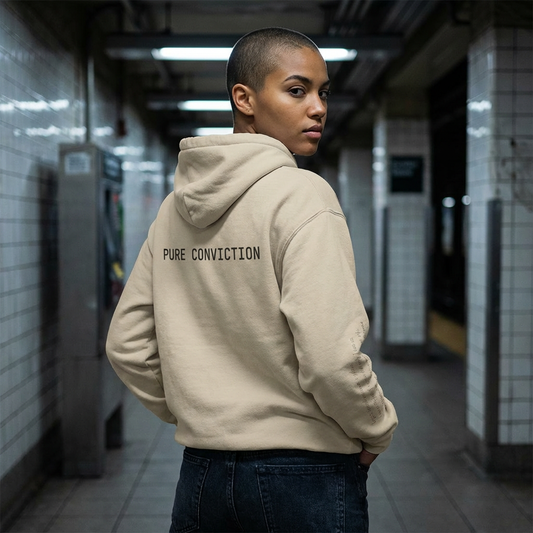 "Pure Conviction" Hoodie  - Sleeve Print Affirmation