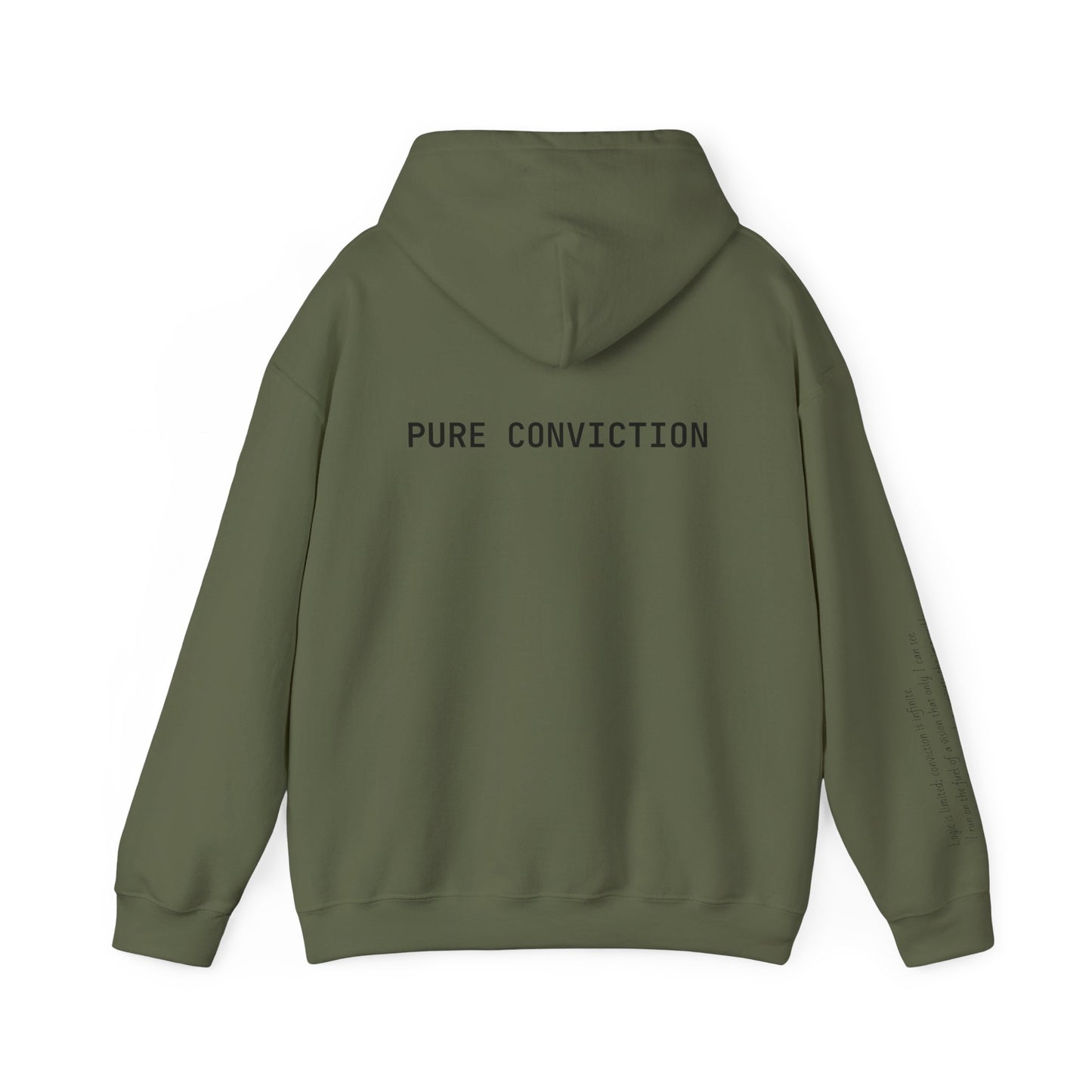 "Pure Conviction" Hoodie  - Sleeve Print Affirmation