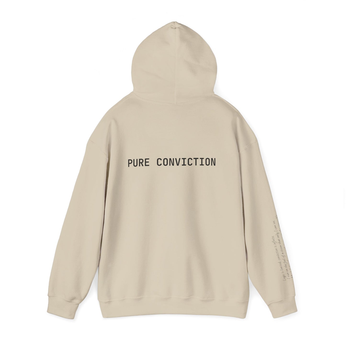 "Pure Conviction" Hoodie  - Sleeve Print Affirmation